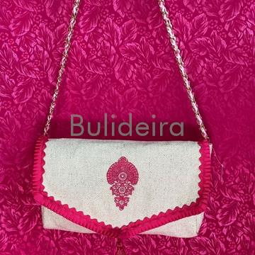 Bolso bandoleira liño en fucsia - Imaxe 1