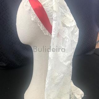 Cofia de tul bordado con encaje de camariñas - Imaxe 1