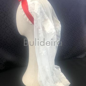 Cofia de tul bordado con puntilla de algodón - Imaxe 1