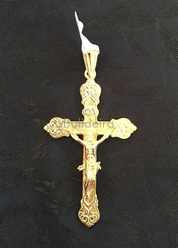 Cruz de prata dourada modelo pechado - Imaxe 1