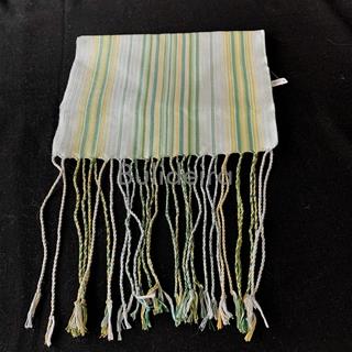 Faixa raiada horizontal gris con raias verdes e douradas - Imaxe 1