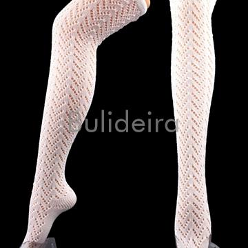 Media alta calada en blanco SIN LYCRA - Imaxe 1