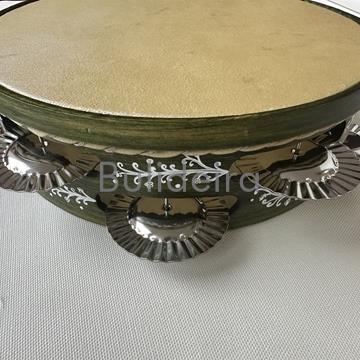 Pandeireta verde pintada a man - Imaxe 1