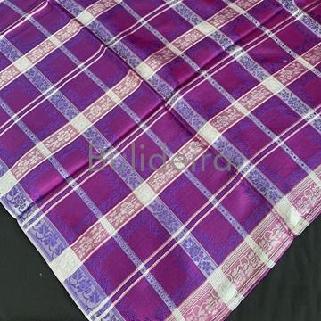 Pano 90x90 en seda a cadros en morados - Imaxe 1