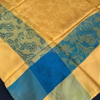 Pano 90x90 en seda amarelo e verde - Imaxe 1