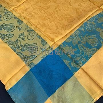 Pano 90x90 en seda amarelo e verde - Imaxe 1