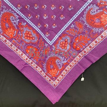 Pano de 120x120 en fondo morado e flores vemellas - Imaxe 1