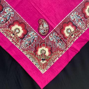 Pano de 120x120 en fucsia con flores de cores - Imaxe 1