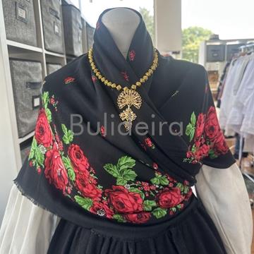 Pano de fibrana floreado Negro - Imaxe 1