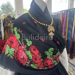 Pano de fibrana floreado Negro - Imaxe 2