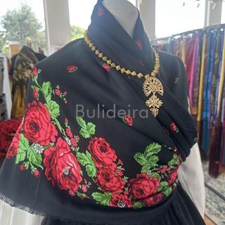 Pano de fibrana floreado Negro - Imaxe 2