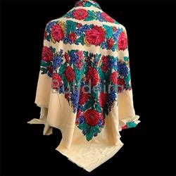 Pano de lá de 160x160 co fondo beig - Imaxe 1