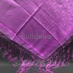 Pano de raión de 120x120 mais fleco en morado - Imaxe 1