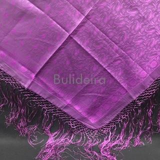 Pano de raión de 120x120 mais fleco en morado - Imaxe 1