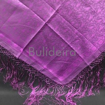 Pano de raión de 120x120 mais fleco en morado - Imaxe 1