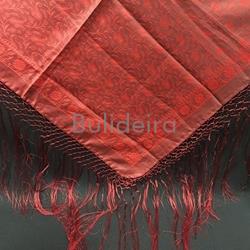 Pano de raión de 120x120 mais fleco en vermello - Imaxe 1