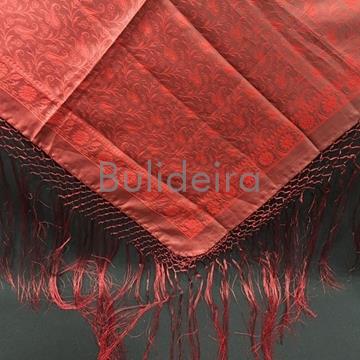 Pano de raión de 120x120 mais fleco en vermello - Imaxe 1