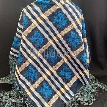 Pano de raión de 140x140 a cadros azuis - Imaxe 1