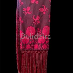 Pano de raión de 140x140 en fucsia con debuxo en flor - Imaxe 1