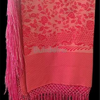 Pano de raión de 140x140 en fucsia floreado - Imaxe 1