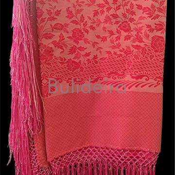 Pano de raión de 140x140 en fucsia floreado - Imaxe 1