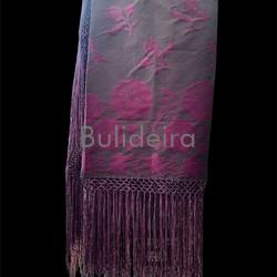 Pano de raión de 140x140 en morado con debuxo de flor - Imaxe 1