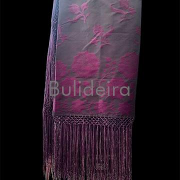 Pano de raión de 140x140 en morado con debuxo de flor - Imaxe 1