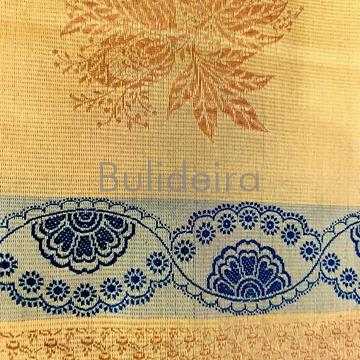 Pano de raión de 90x90 mostaza/azul - Imaxe 2