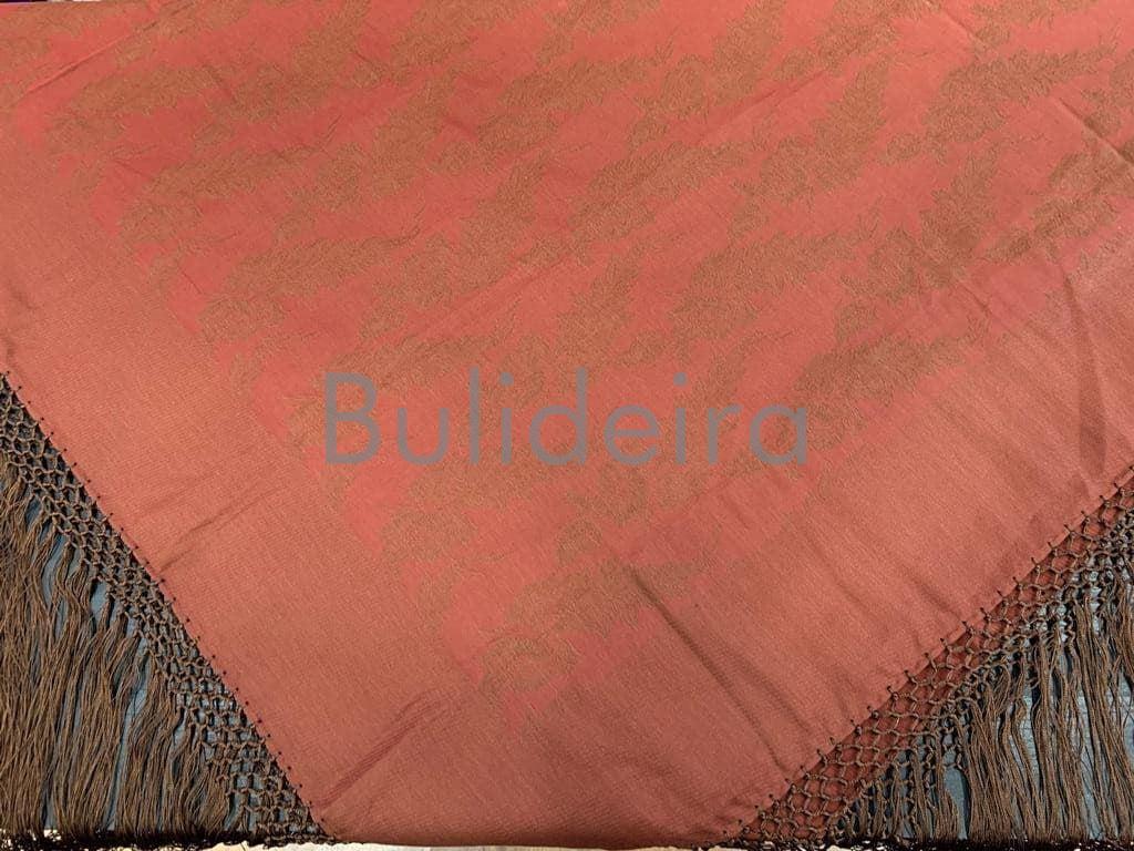 Panos de raión de 145x145 en cor tella con debuxo en marrón - Imaxe 1