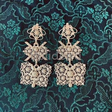 Pendentes prata dourada grandes Dr - Imaxe 1